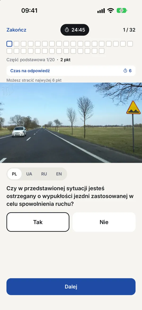 Egzamin próbny jak w WORD: punkty i czas na odpowiedź